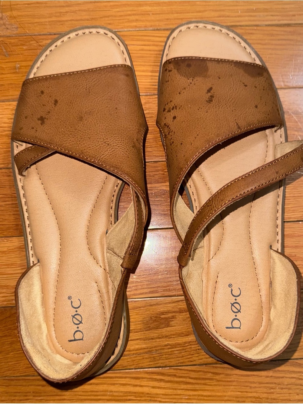 Brown Leather Slide Sandals